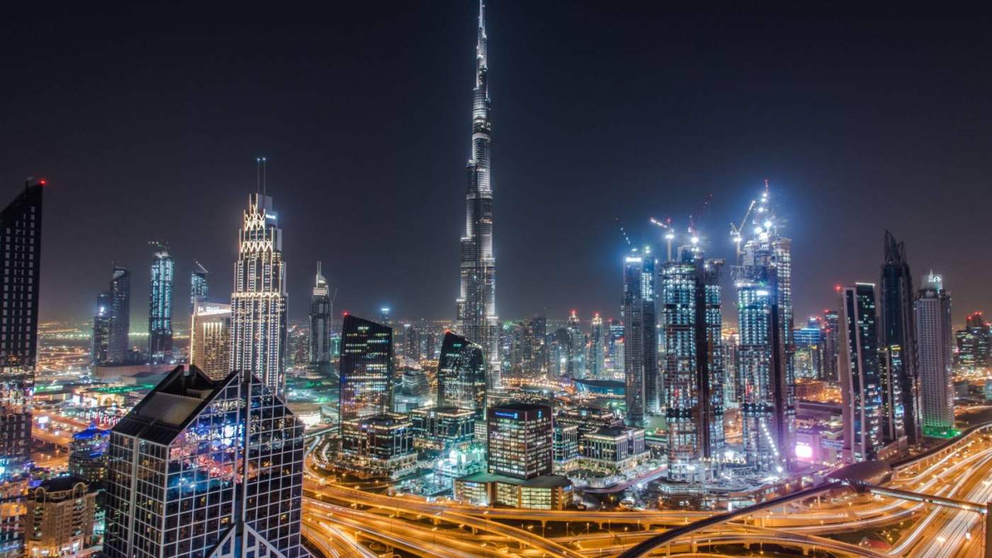 Downtown Dubai at night